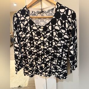 Merona Black and Cream Patterned Cardigan Size Medium NWT